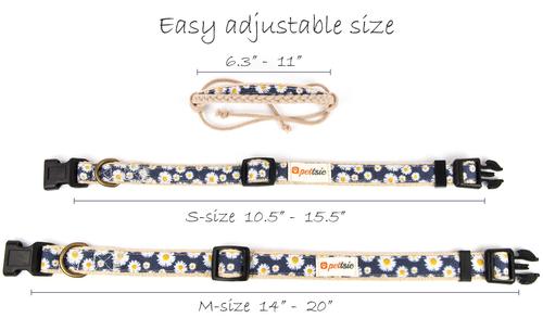 Show full view: Pettsie Dog Collar Daisy & Bandana, Dark Blue, Small slide 3 of 5
