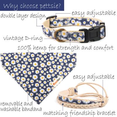 Show full view: Pettsie Dog Collar Daisy & Bandana, Dark Blue, Medium slide 3 of 6