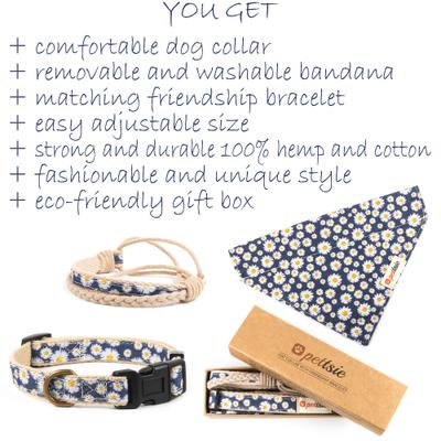 Show full view: Pettsie Dog Collar Daisy & Bandana, Dark Blue, Medium slide 4 of 6
