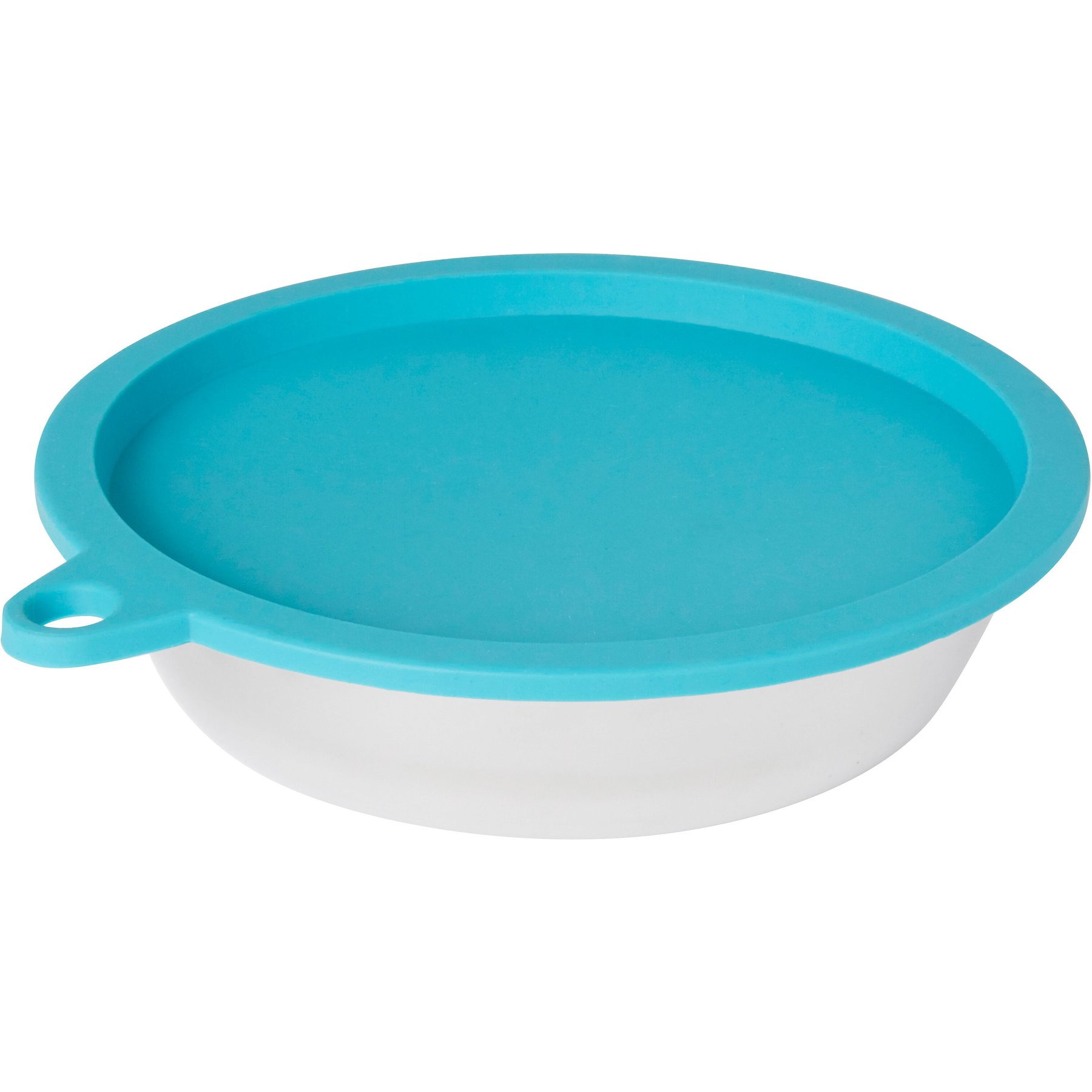 Frisco Double Stainless Steel Pet Bowl with Silicone Mat, Large, Teal, 1.75 Cups