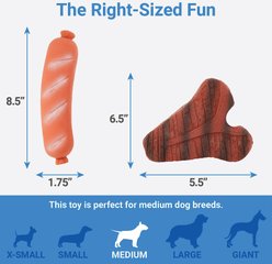 Frisco T-Bone Steak & Sausage Latex Squeaky Dog Toy, 2 count slide 2 of 3