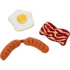 Frisco Plush Bacon, Egg, & Sausage Cat Toy with Catnip, 3 count