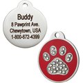 GoTags Stainless Steel Personalized Dog & Cat ID Tag, Swarovski Crystal Paw Print, Red, Regular