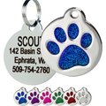 Frisco Stainless Steel Personalized Dog & Cat ID Tag, Paw Print, Blue Glitter, Regular