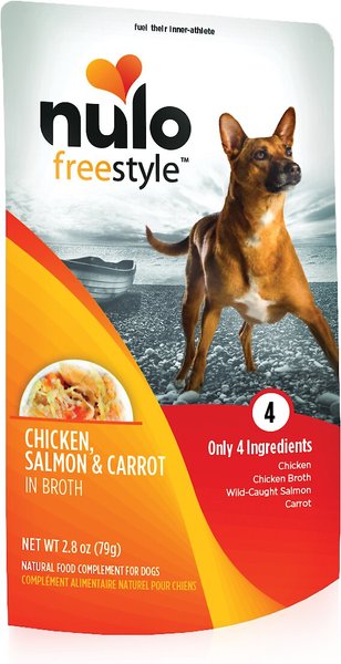 Nulo FreeStyle Chicken, Salmon, & Carrot in Broth Dog Food Topper, 2.8-oz, case of 6 slide 1 of 3