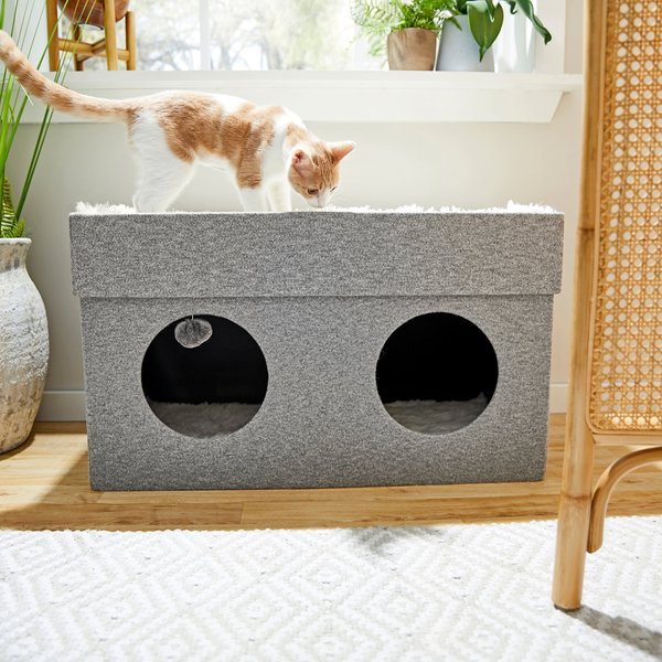 Frisco Double Cube Stackable and Collapsible Cat Condo, Gray slide 1 of 8