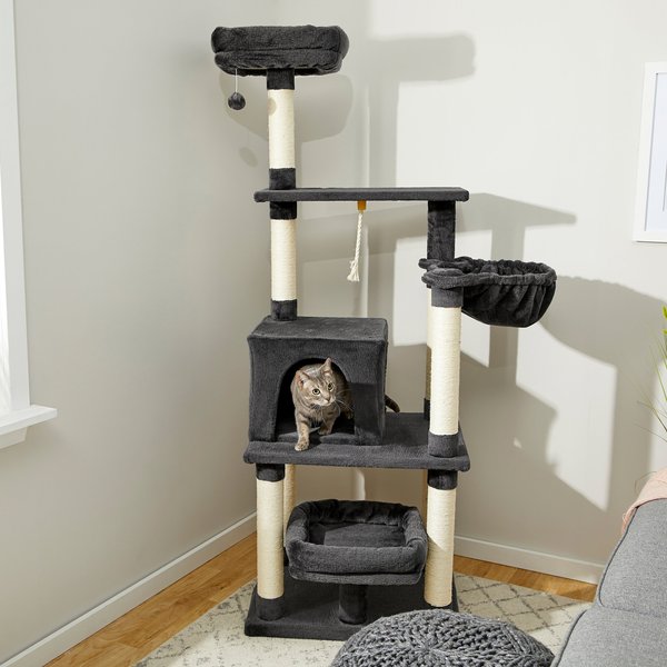 Frisco 66-in Cat Tree with Bed, Condo, Lounge Basket and Top Perch, Dark Charcoal slide 1 of 7