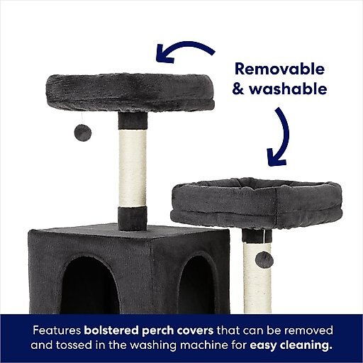 Frisco 64-in Cat Tree with Hammock, Condo, 2 Top Perches with Bed, Dark Charcoal