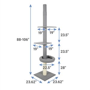 Frisco 88 to 106-in 3 Level Floor to Ceiling Heavy Duty Cat Tower