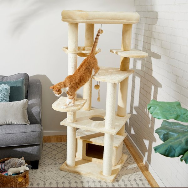 Frisco 65-in Xxl Heavy Duty Cat Tree, Cream - Chewy.com