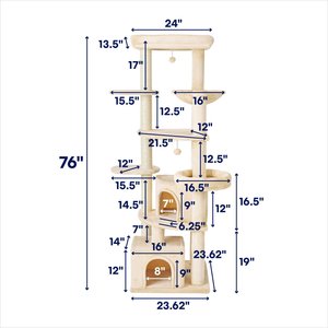 Frisco 76-in XXL Heavy Duty Cat Tree, Cream