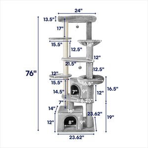 Frisco 76-in XXL Heavy Duty Cat Tree, Gray