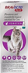 Bravecto Plus Topical Solution for Cats, >13.8-27.5 lbs, (Purple Box), 1 Dose (2-mos. supply)