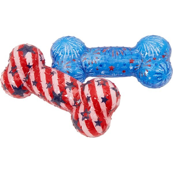 Frisco Americana TPR Bone Squeaky Dog Toy, 2 count