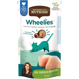 Rachael Ray Nutrish Wheelies Chicken Cat Treats, 2.2-oz pouch