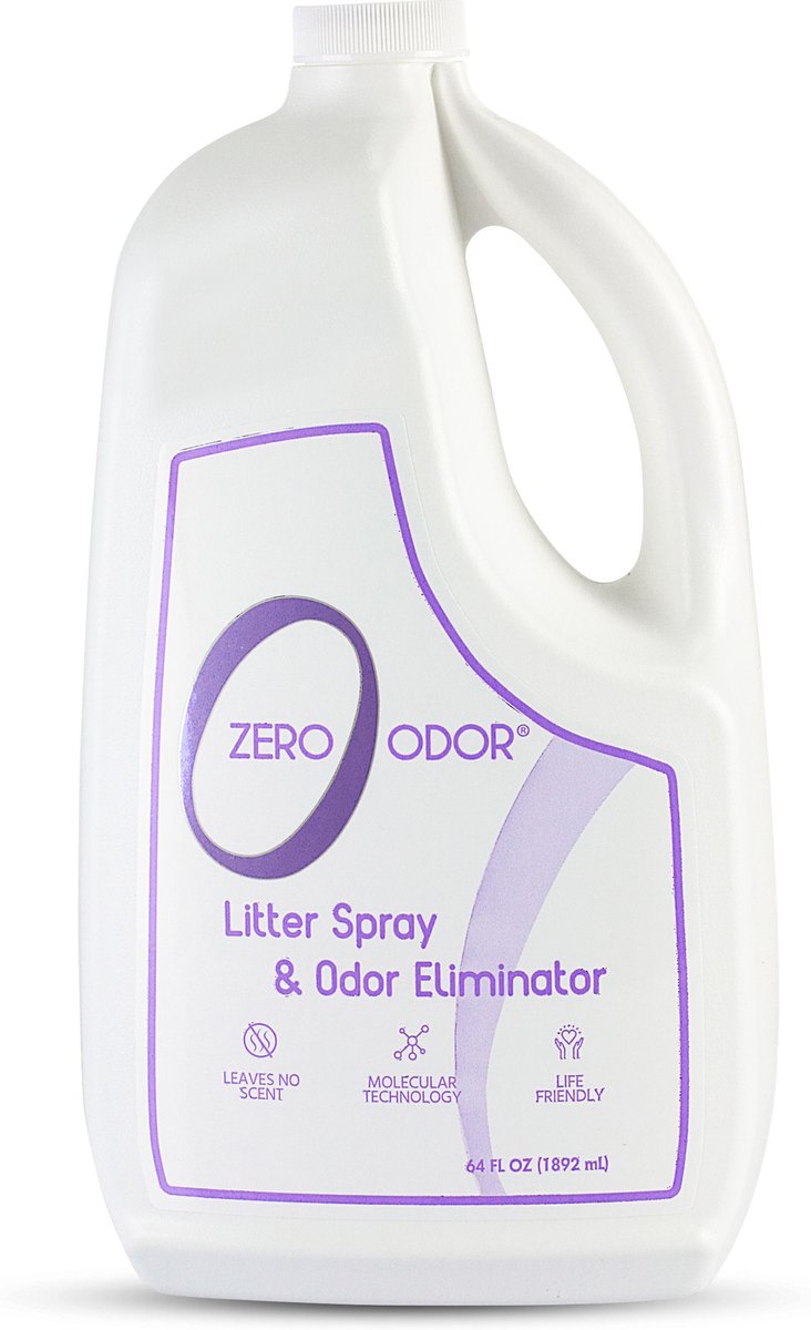 ZERO ODOR Litter Spray & Pet Odor Eliminator, 64oz bottle