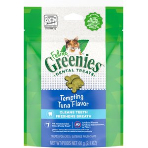 Greenies Feline Tempting Tuna Flavor Adult Dental Cat Treats, 2.1-oz bag