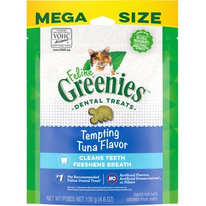 Greenies Adult Dental Cat Treat, Tempting Tuna Flavor, 4.6-oz bag