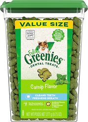 Feline Greenies Adult Dental Cat Treat, Catnip Flavor, 9.75-oz tub