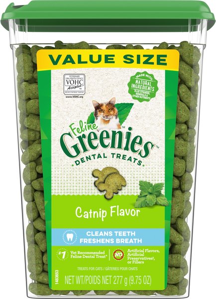 Greenies Feline Catnip Flavor Adult Dental Cat Treats, 9.75-oz tub slide 1 of 8