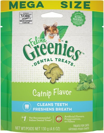 Feline Greenies Adult Natural Dental Care Cat Treat, Catnip Flavor, 4.6-oz bag