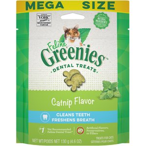 Greenies Feline Catnip Flavor Adult Dental Cat Treats, 4.6-oz bag