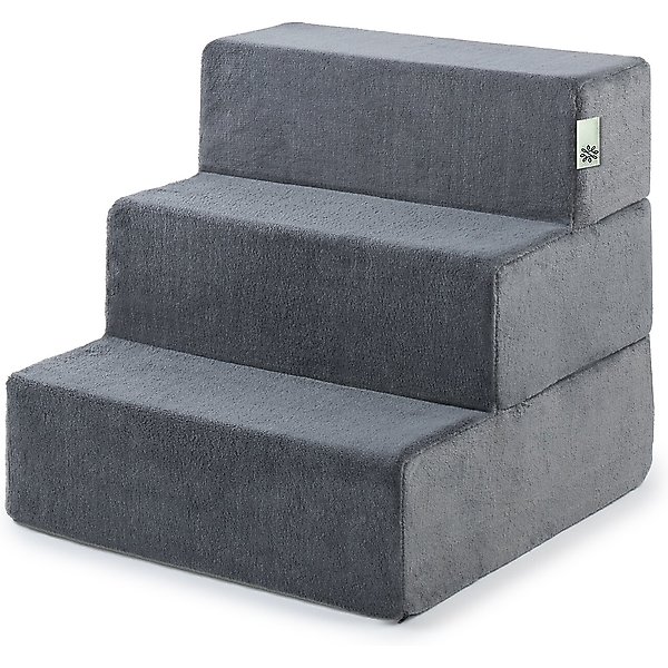 BEST PET SUPPLIES Corduroy & Foam Cat & Dog Stairs, Gray, Medium