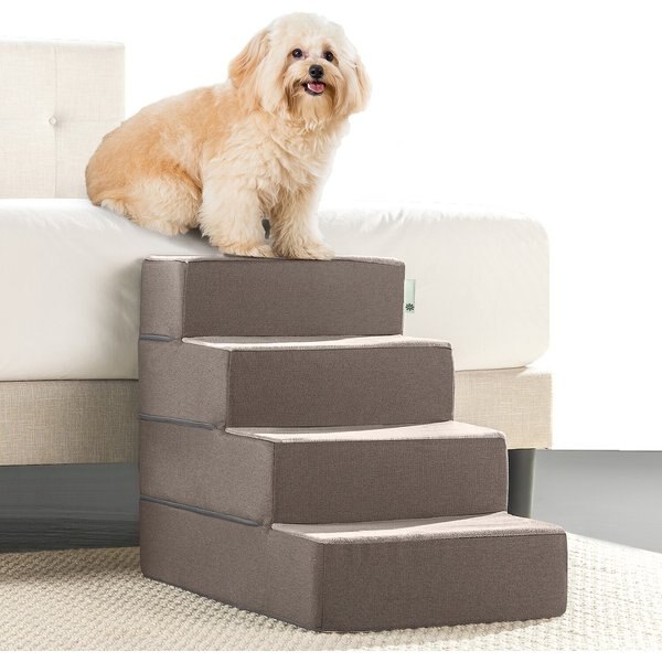 BEST PET SUPPLIES Corduroy & Foam Cat & Dog Stairs, Gray, Medium ...