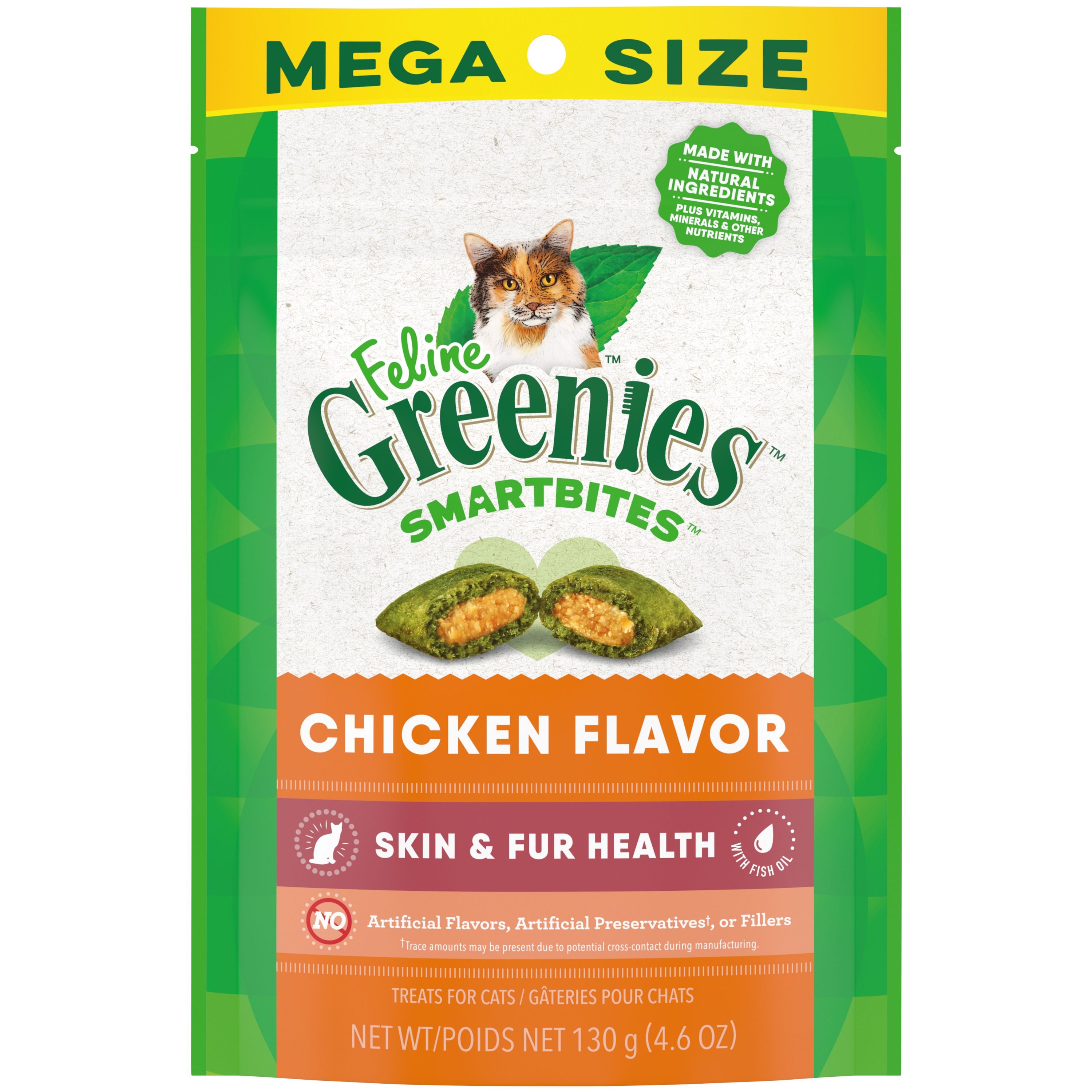 GREENIES Feline SmartBites Healthy Skin & Fur Natural Chicken Flavor