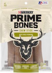 Prime Bones Natural Small Chew Stick with Wild Venison Dog Treats, 6 count