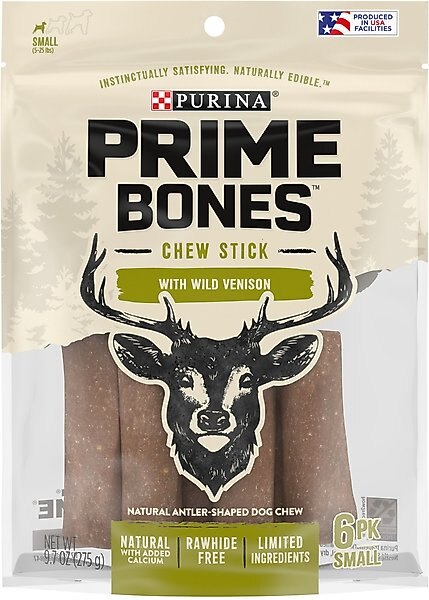 Prime Bones Natural Small Chew Stick with Wild Venison Dog Treats, 6 count slide 1 of 10