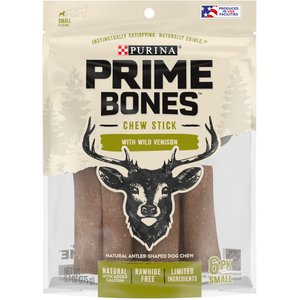Prime Bones Natural Small Chew Stick with Wild Venison Dog Treats, 6 count