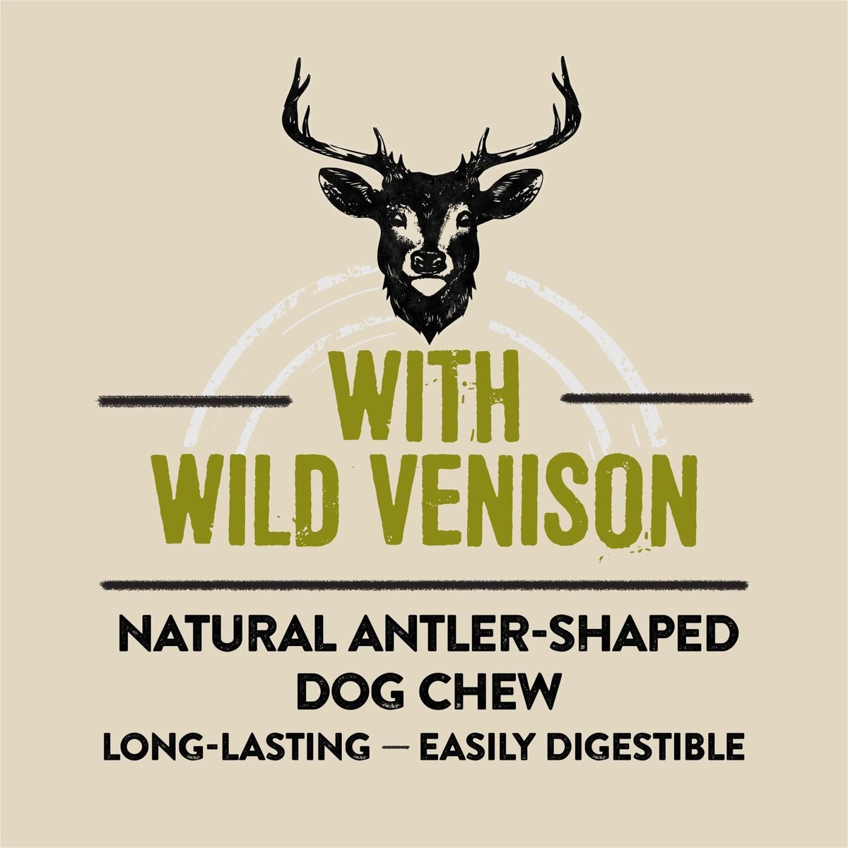 PRIME BONES Natural Large Chew Stick with Wild Venison Dog Treats, 3