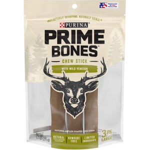 Prime Bones Natural Large Chew Stick with Wild Venison Dog Treats, 3 count