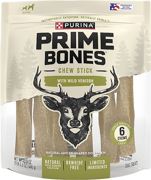 Prime Bones Natural Large Chew Stick with Wild Venison Dog Treat
