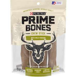 Purina Prime Bones Limited Ingredient Chew Stick With Wild Venison Medium Dog Treats, 9.7-oz bag, 4 count