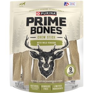Prime Bones Natural Medium Chew Stick with Wild Venison Dog Treats, 9 count
