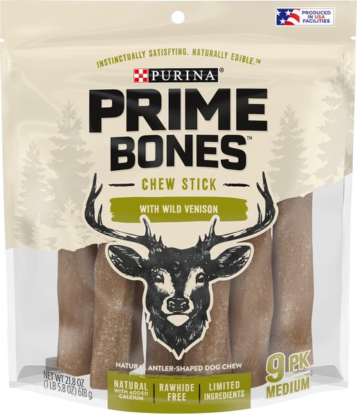Prime Bones Natural Medium Chew Stick with Wild Venison Dog Treats, 9 count slide 1 of 10