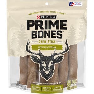 Purina Prime Bones Limited Ingredient Chew Stick With Wild Venison Medium Dog Treats, 21.8-oz bag, 9 count