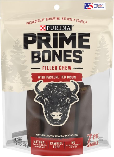 Prime Bones Natural Filled Dog Chew Bone with Pasture-Fed Bison Medium Dog Treats, 7 count slide 1 of 10