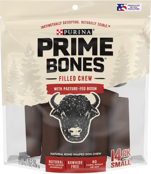 Purina Prime Bones Filled Chew with Pasture-Fed Bison Small Dog Treats, 22.5-oz bag, 14 count slide 1 of 10