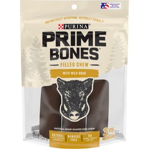 Purina Prime Bones Natural Filled Chew With Wild Boar Medium Dog Treats, 3 count