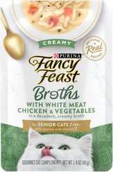 Fancy Feast Senior Creamy with Chicken & Vegetables in Broth Cat Food Complement & Topper, 1.4-oz pouch, case of 16