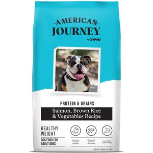American Journey Protein & Grains Healthy Weight Salmon, Brown Rice & Vegetables Recipe Dry Dog Food, 28-lb