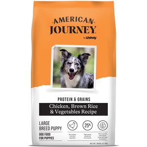 American Journey Protein & Grains Large Breed Puppy Chicken, Brown Rice & Vegetables Recipe Dry Dog Food, 28-lb bag