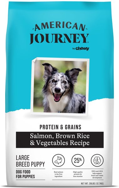 American Journey Protein & Grains Large Breed Puppy Salmon, Brown Rice & Vegetables Recipe Dry Dog Food, 28-lb bag slide 1 of 8