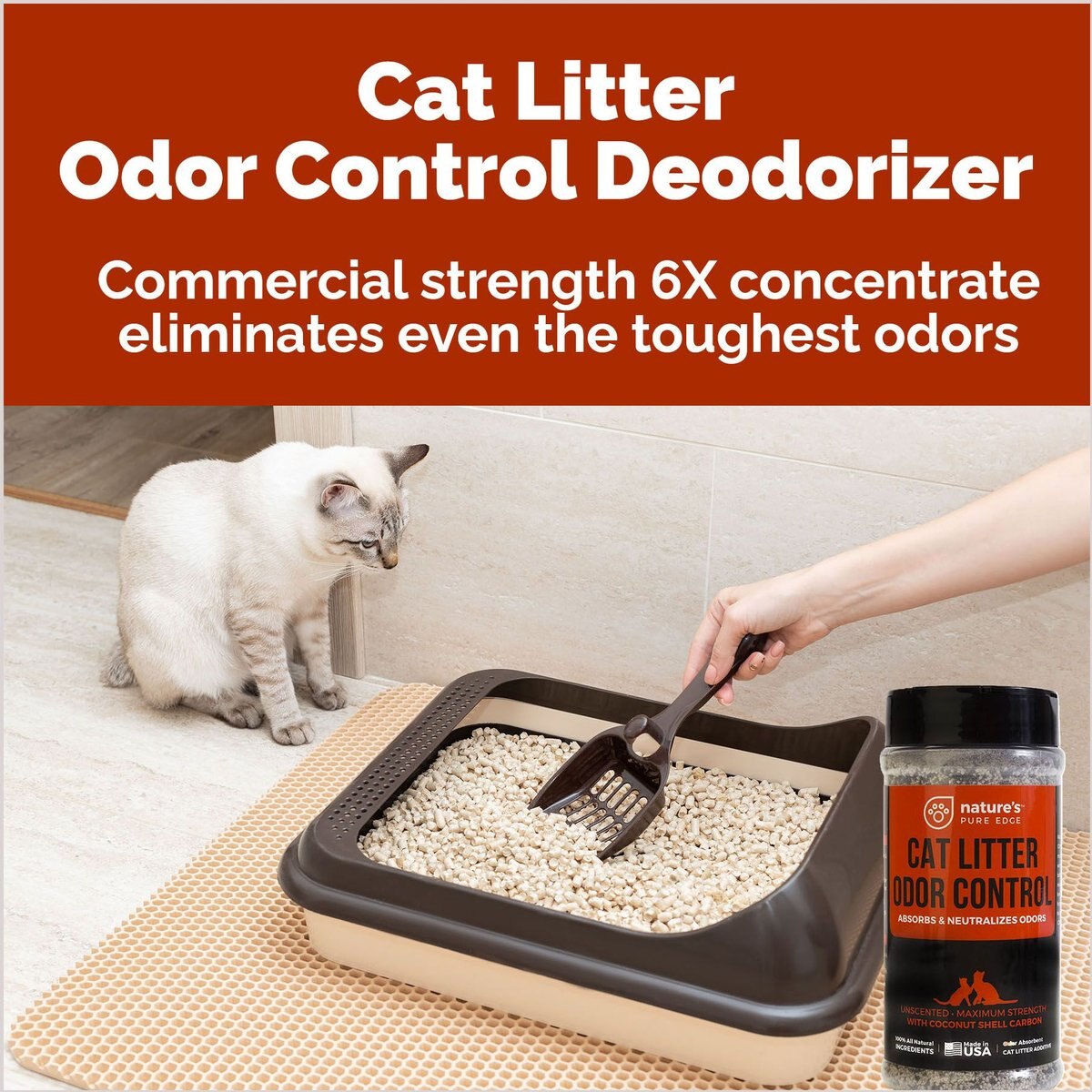 NATURE'S PURE EDGE Cat Litter Odor Control Deodorizer, 1lb bottle