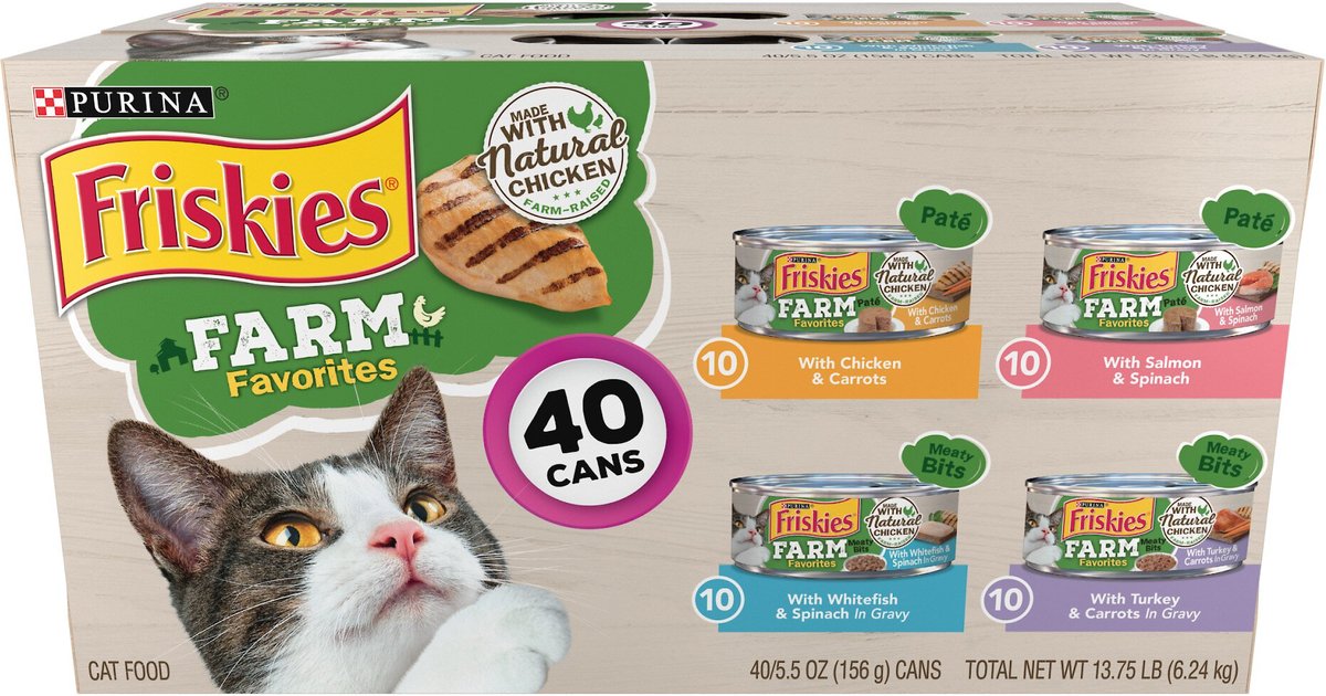 FRISKIES Farm Favorites Variety Pack Canned Cat Food, 5.5oz can, case