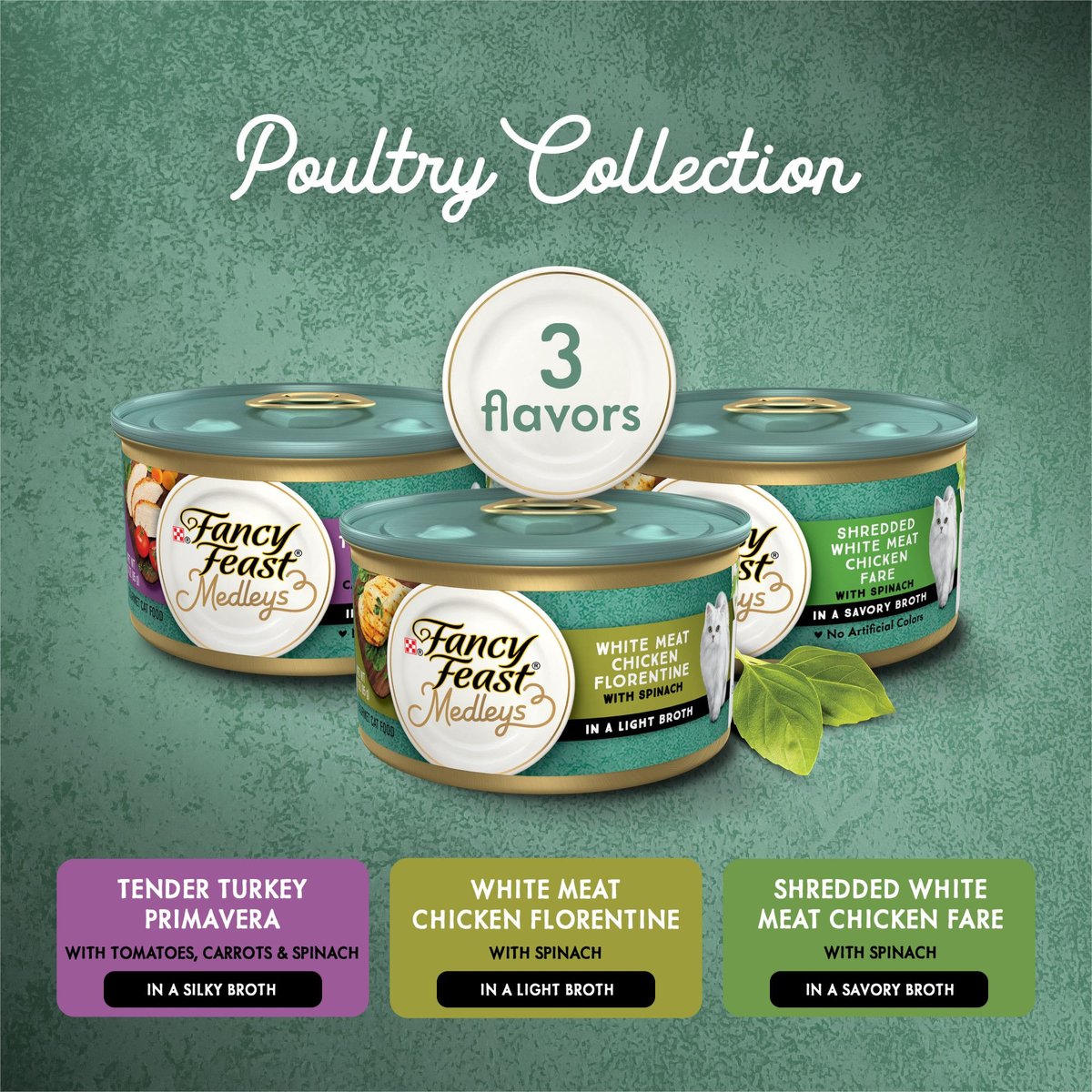 Fancy Feast Medleys Poultry Collection With Garden Greens In Sauce Variety Pack Canned Cat Food 9090