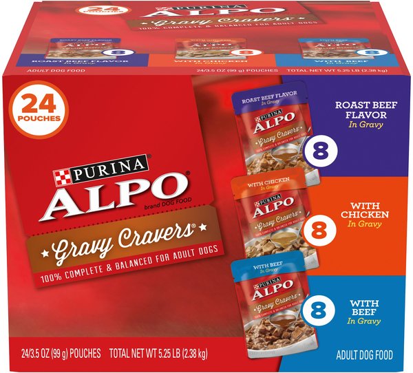 Discontinued ALPO Gravy Cravers Roast Beef Flavor, Chicken Flavor